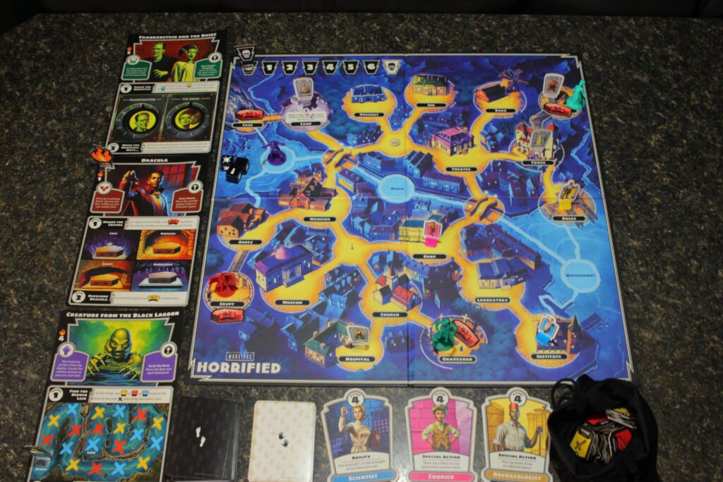 Horrified During Game Board, Monsters, Players, and Items. What it looks like during gameplay