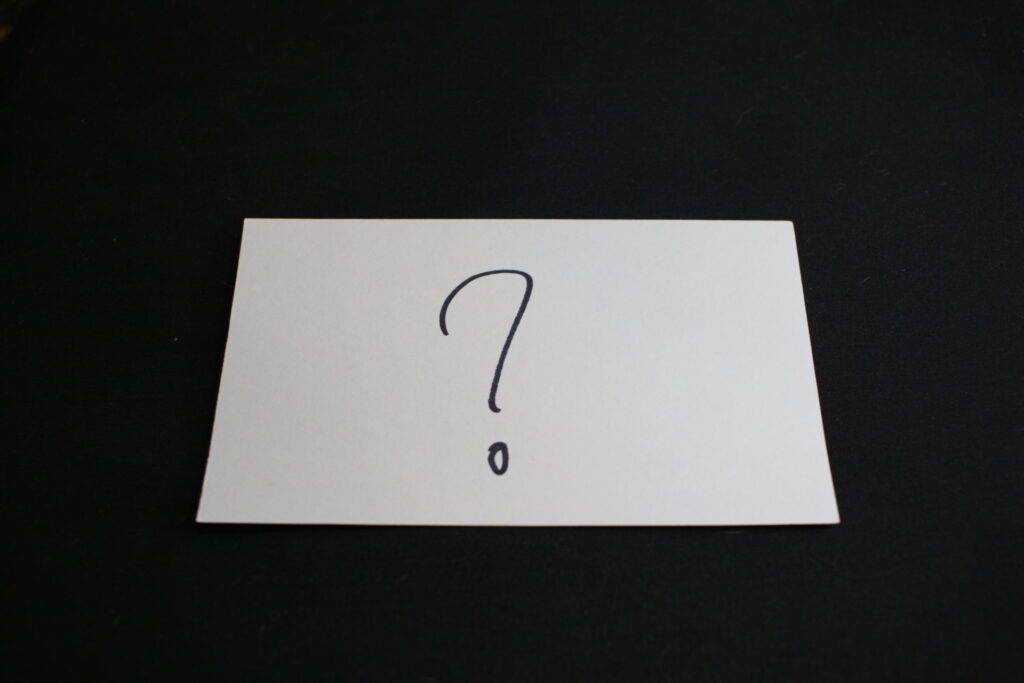 question mark index card